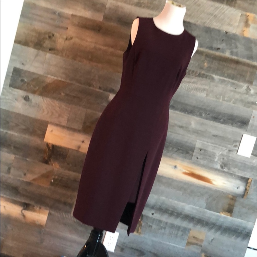 WHBM Burgundy Asymmetrical Dress, Size 8